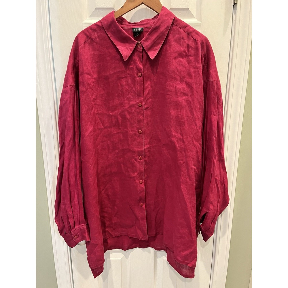 Eileen Fisher USA Made 100% Irish Linen Tunic 2X Lagenlook Minimalist Oversized